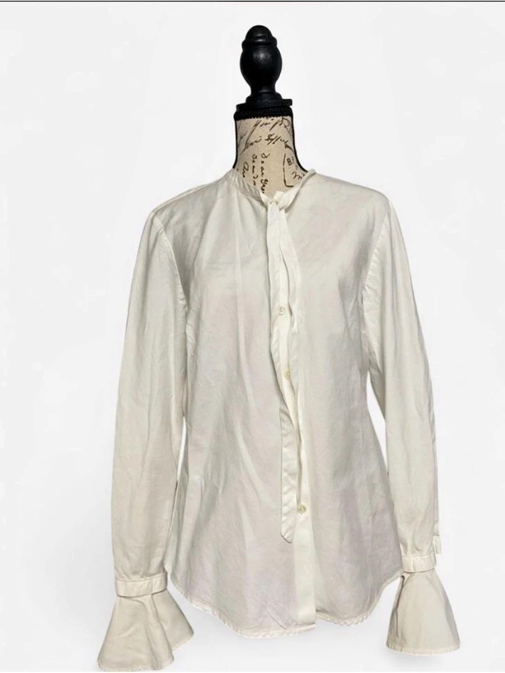 Willis Smith Cotton Button Down Blouse in White Large Like New
